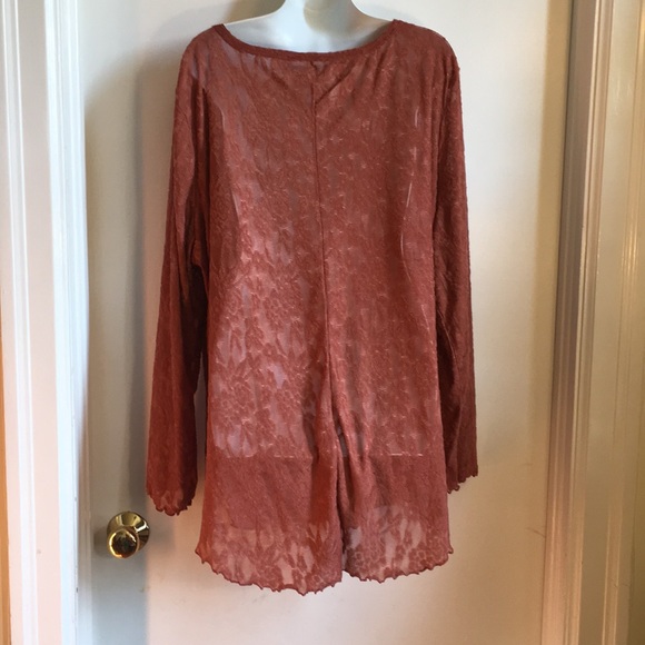 maurices 3X sheer floral top copper orange NWOT - Picture 6 of 7